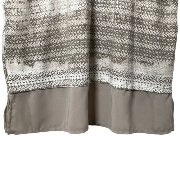 Chico’s Brown White Striped V Neck Short Sleeve Top Size 1 Medium Casual Fall - Picture 3 of 10